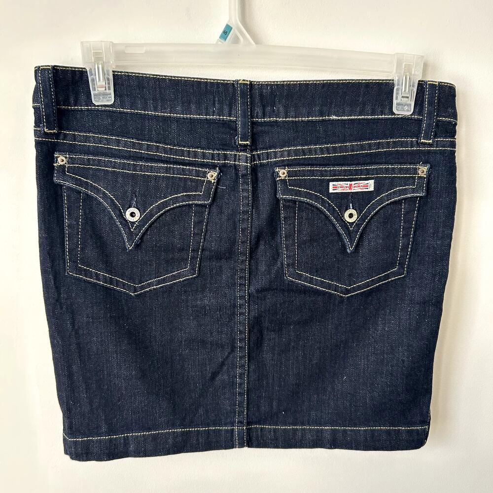 Hudson Jean Skirt 31/12 Made in USA Mini Bandage Vintage Y2K Denim Flap Pocket